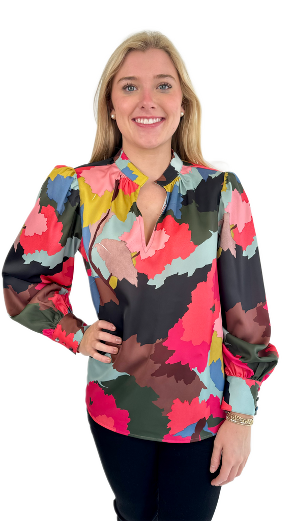 Crosby Painted Floral Lydie Top