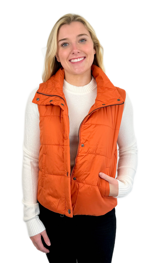 J Society Orange Puffer Vest