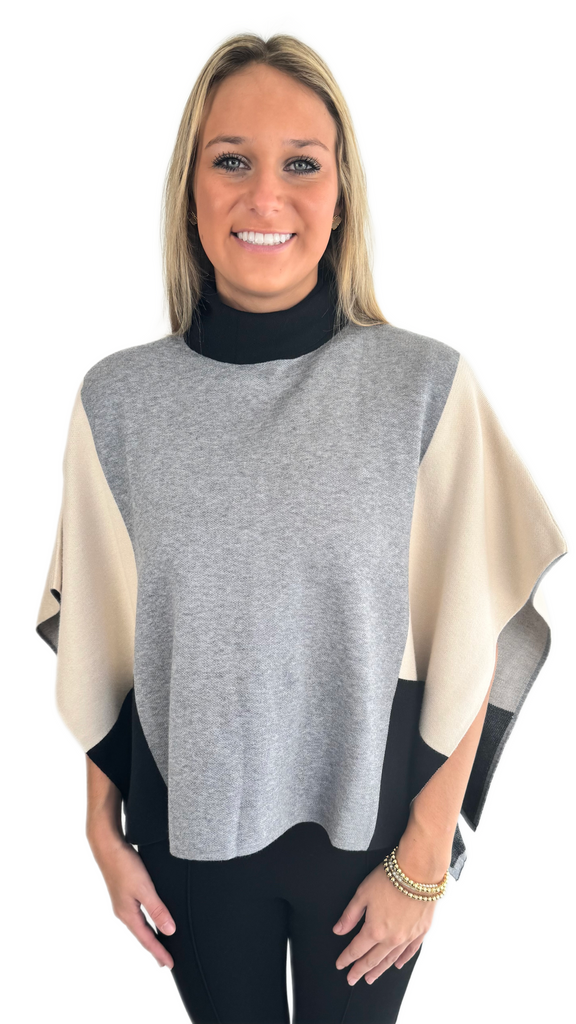 THML Heather Colorblock Poncho