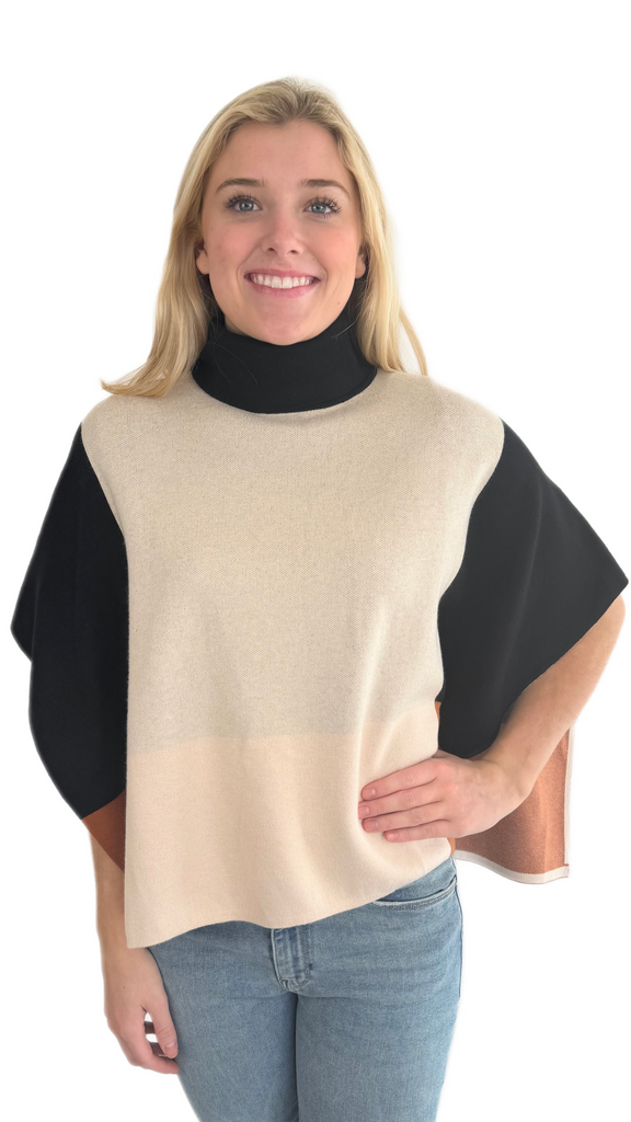 THML Cream Colorblock Poncho