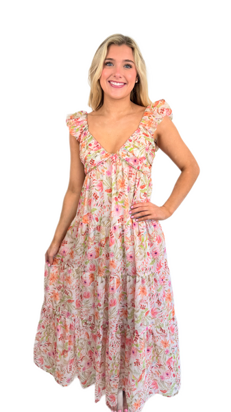Meet Me in Santorini Blush Garden Maxi Dress